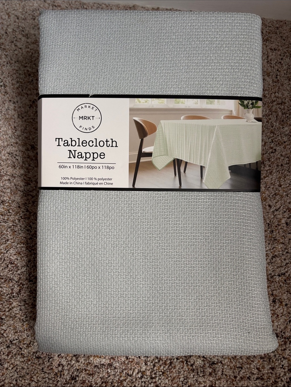 Green Textured Polyester Tablecloth